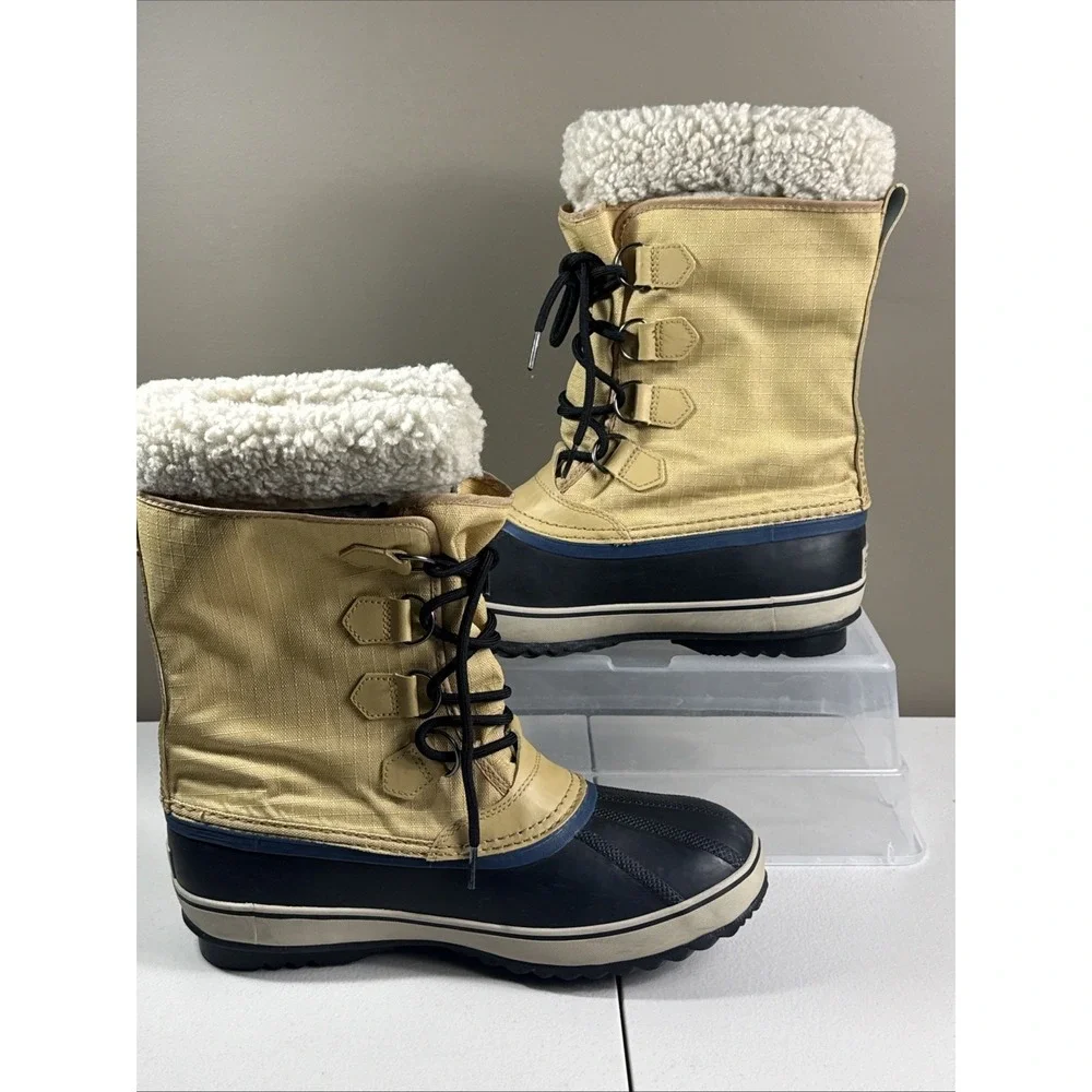 Sorel 1964 Pac Nylon Waterproof Winter Snow‎ Boot Men US 9 Tan/Black WORN ONCE!